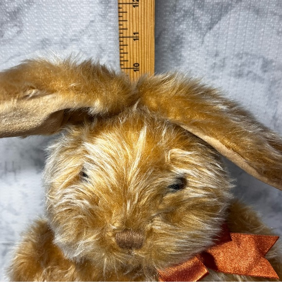 Furry Brown Stuffed Bunny Plush. Approx 10" tall. - Picture 6 of 8